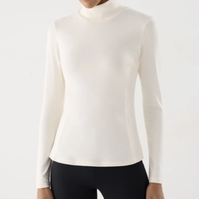 Ysabel Mora Thermal Ivory Top med Høj Hals Hvid